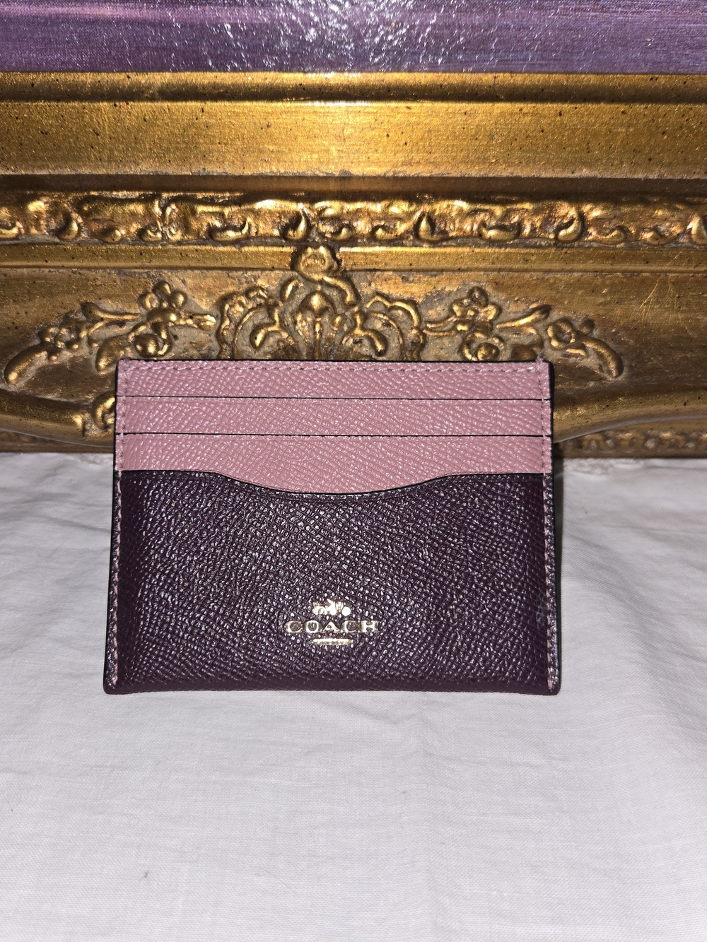 Coach Two-Tone Pink and Plum Leather Card Holder